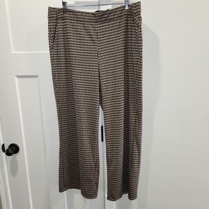Max Studio London Houndstooth Cropped Wide Leg Pants - Black & Tan Trousers 2x